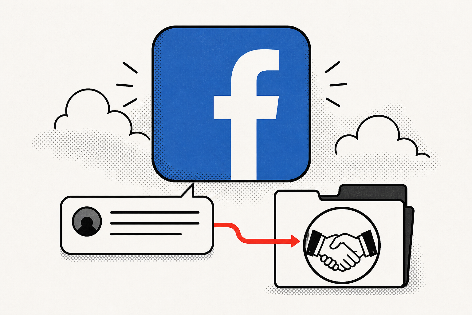 Иллюстрация Facebook: содержательный комментарий ведёт к деловому разговору и проекту